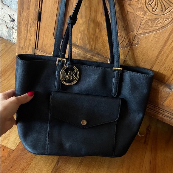 Michael Kors Black Leather Tote - Picture 4 of 5